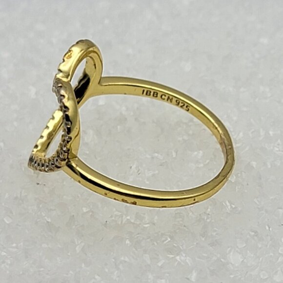 Heart Ring Size 8 Clear Cubic Zirconia Gold Plate r Sterling Silver IBB CN 925 - Picture 5 of 12
